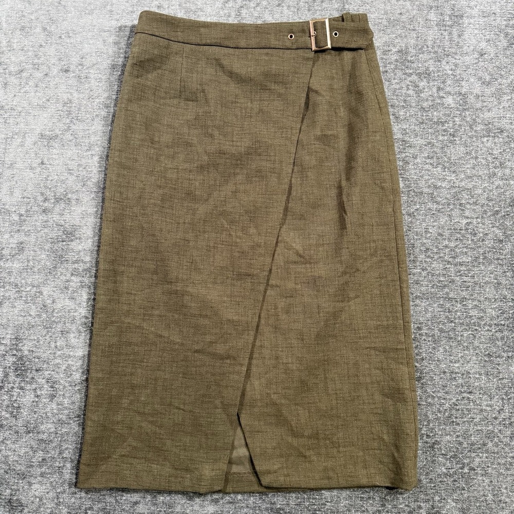ASOS Design Asymmetrical Front Split Pencil Skirt Women’s Size 8 Olive Green